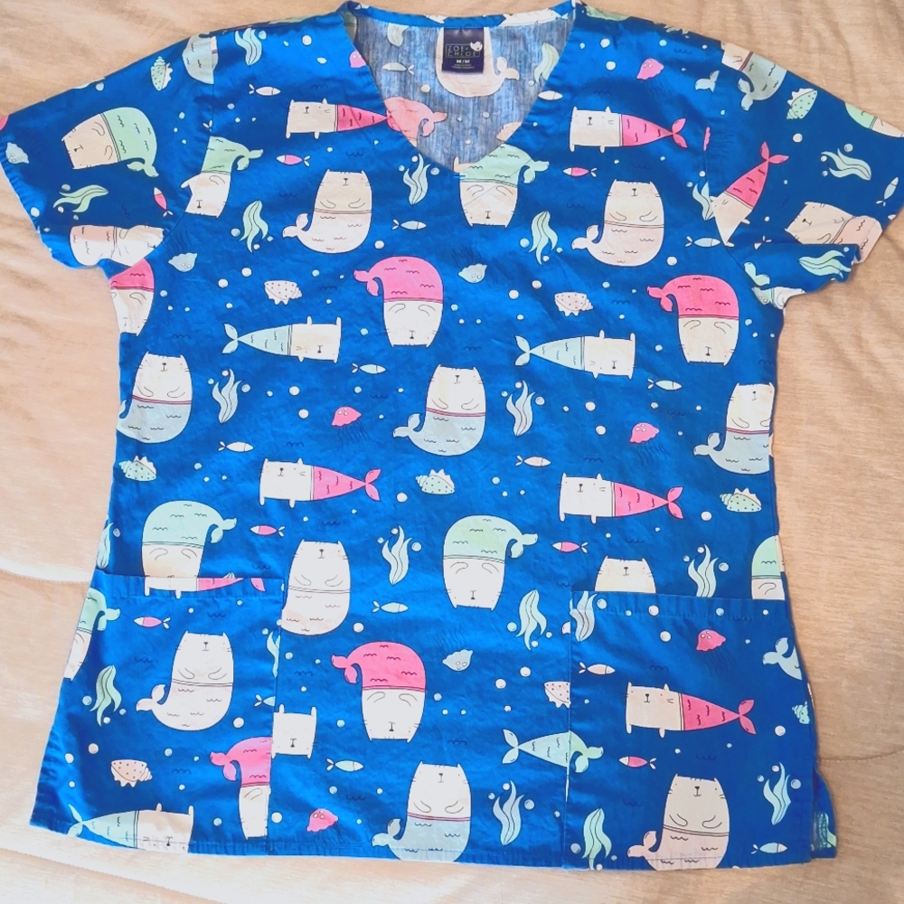 Zoe + Chloe purrmaide scrub top